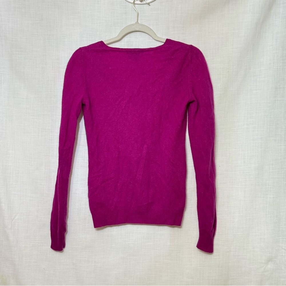 Ann Taylor 100% Cashmere V Neck Sweater Fuchsia Barbiecore Soft Girl S Cozy - Picture 6 of 6